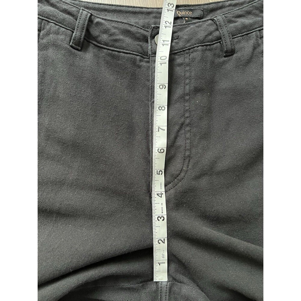 Quince High Rise Organic Cotton Twill Barrel Pants Black Comfort Oversized 8 - Picture 8 of 12